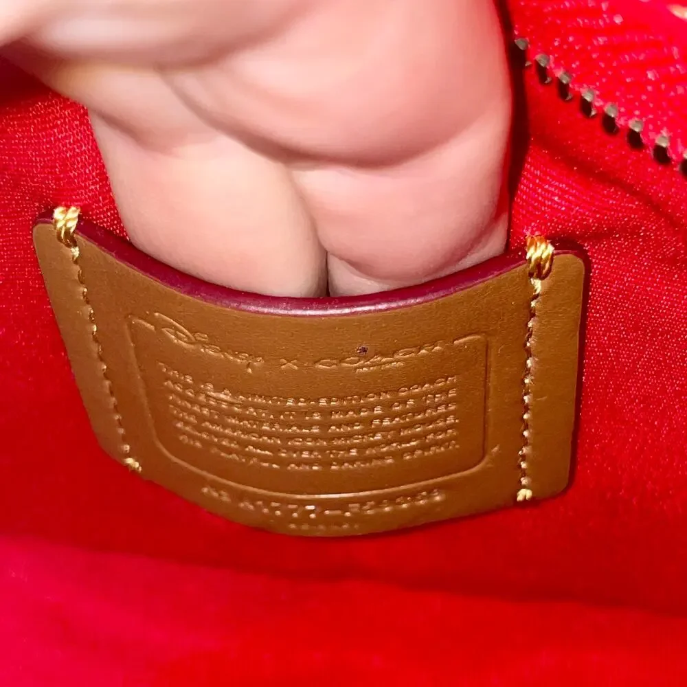Coach x Disney Red Leather Patricia Saddle Bag Crossbody Mickey Ears